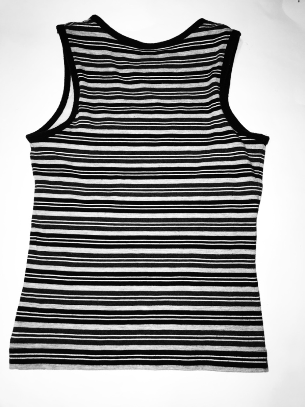 Everlast Black Gray Striped Tank Top Coolmax Lining Medium Athletic Workout Gym - Picture 5 of 6